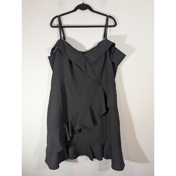 City Chic Women Black Sleeveless Ruffle Party Dress XL Cocktail Club Luxe Sexy - Picture 1 of 9